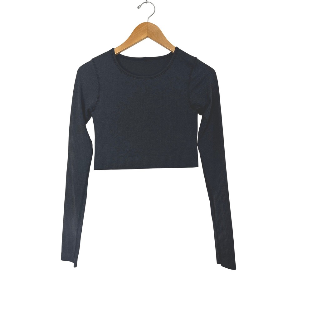 Lululemon Ebb to Street Long Sleeve Cropped Top Womens 6 Athletic Pilates Black